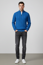 Men’s Cable Knit Half Zip Jumper Winter Knitted Sweater