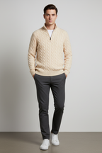 Men’s Cable Knit Half Zip Jumper Winter Knitted Sweater