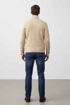 Men’s Wool Blend Half Zip Knitted Jumper Smart Casual Winter Sweater