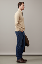 Men’s Wool Blend Half Zip Knitted Jumper Smart Casual Winter Sweater
