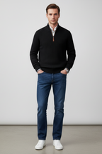 Men’s Wool Blend Half Zip Knitted Jumper Smart Casual Winter Sweater
