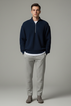 Men’s Relaxed Fit Half Zip Sweater Soft Ribbed Pullover