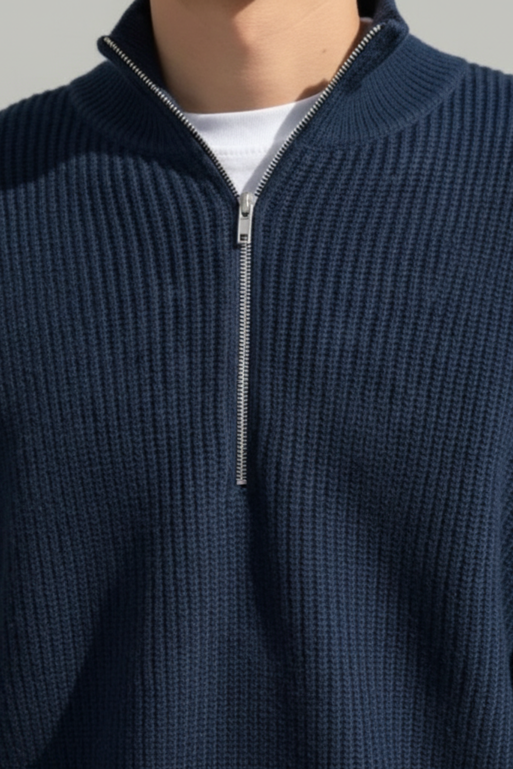 Men’s Relaxed Fit Half Zip Sweater Soft Ribbed Pullover