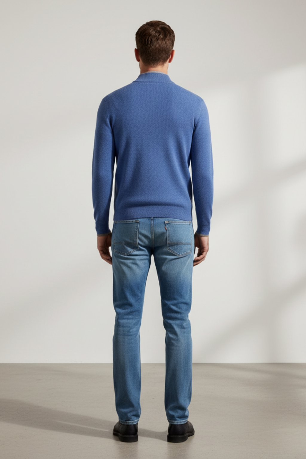 Men’s Winter Half Zip Wool-Blend Sweater