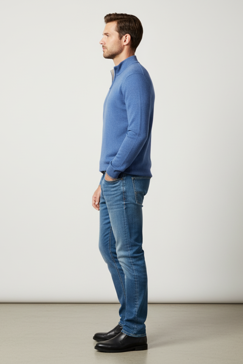 Men’s Winter Half Zip Wool-Blend Sweater