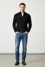 Men’s Winter Half Zip Wool-Blend Sweater