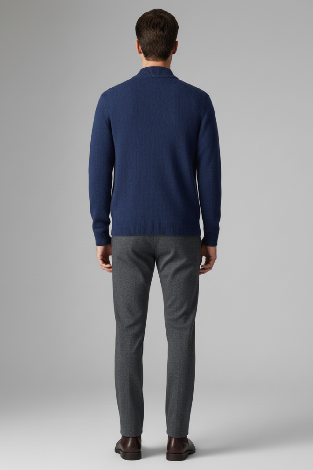 Men’s Zipper Mock Neck Long Sleeve Cardigan