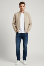 Men’s Zipper Mock Neck Long Sleeve Cardigan