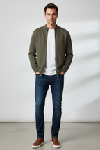 Men’s Zipper Mock Neck Long Sleeve Cardigan