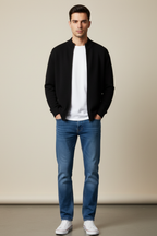 Men’s Zipper Mock Neck Long Sleeve Cardigan