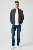 Men’s Zipper Mock Neck Long Sleeve Cardigan
