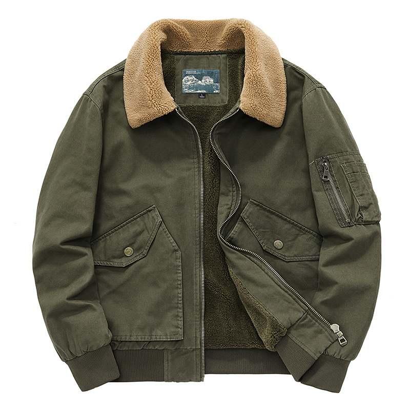 Men’s Sherpa Lined Bomber Jacket Winter Warm Fleece Collar Coat