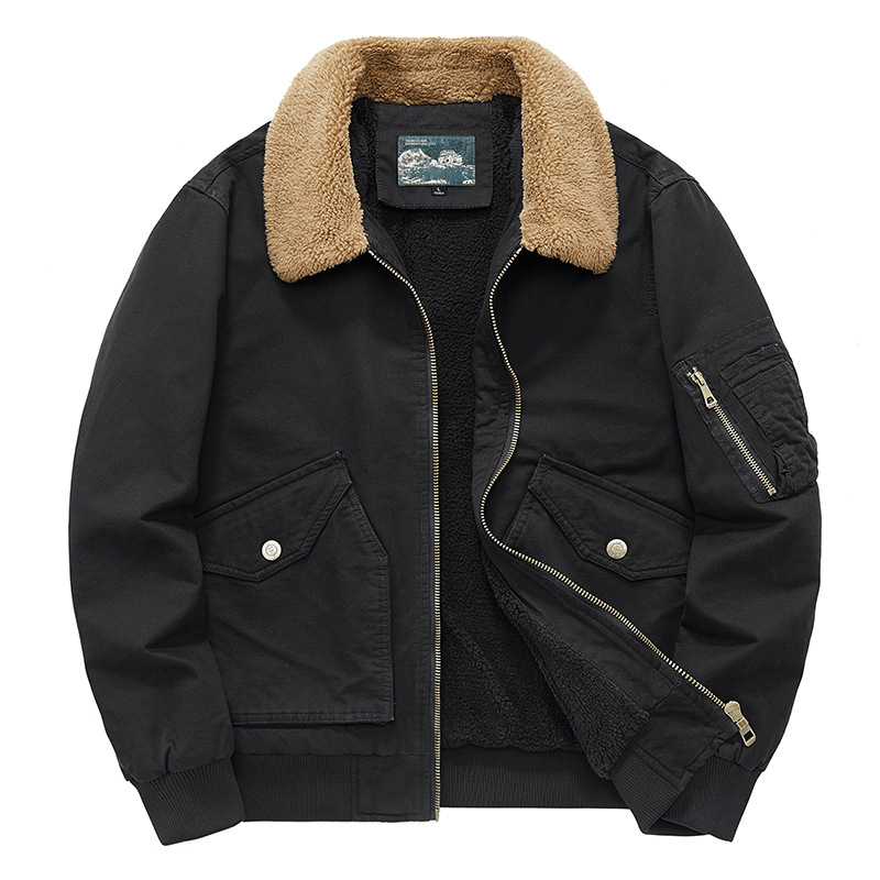 Men’s Sherpa Lined Bomber Jacket Winter Warm Fleece Collar Coat