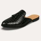 Men’s Black Leather Mule Loafers Premium Slip On Old Money Style