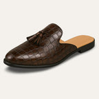 Men’s Black Leather Mule Loafers Premium Slip On Old Money Style