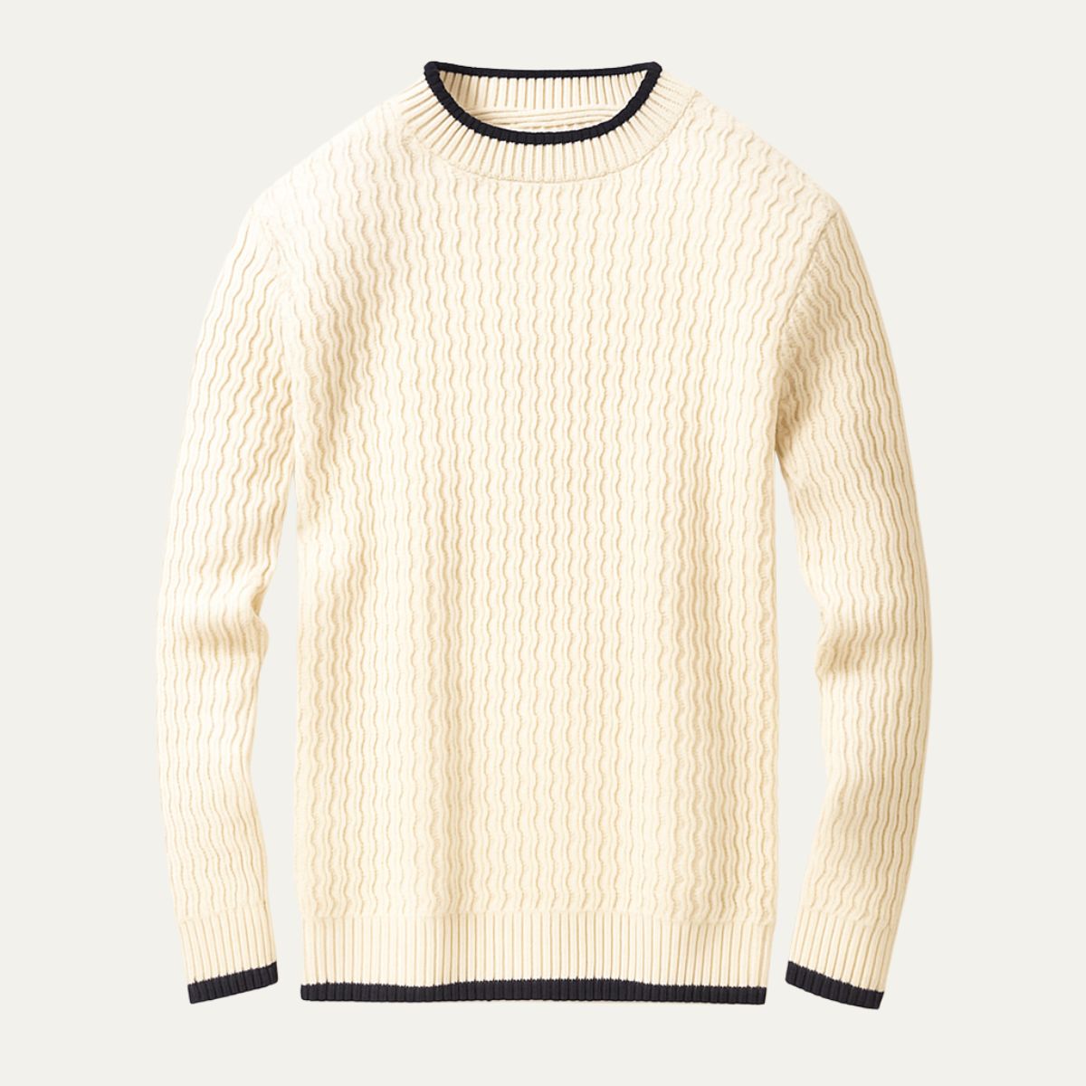 Men’s Wool Blend Textured Knit Crew Neck Jumper Winter Sweater
