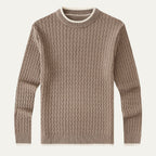 Men’s Wool Blend Textured Knit Crew Neck Jumper Winter Sweater