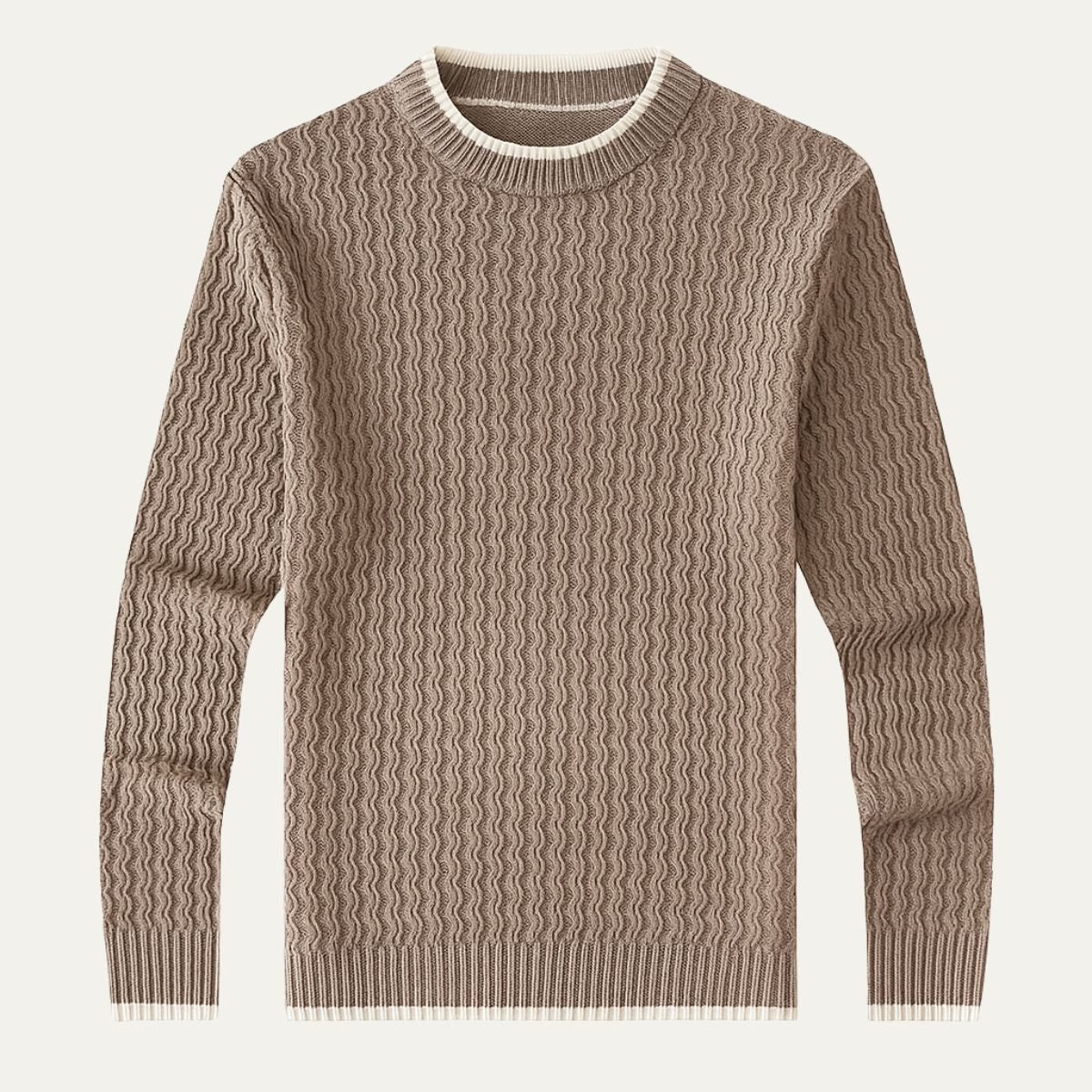 Men’s Wool Blend Textured Knit Crew Neck Jumper Winter Sweater