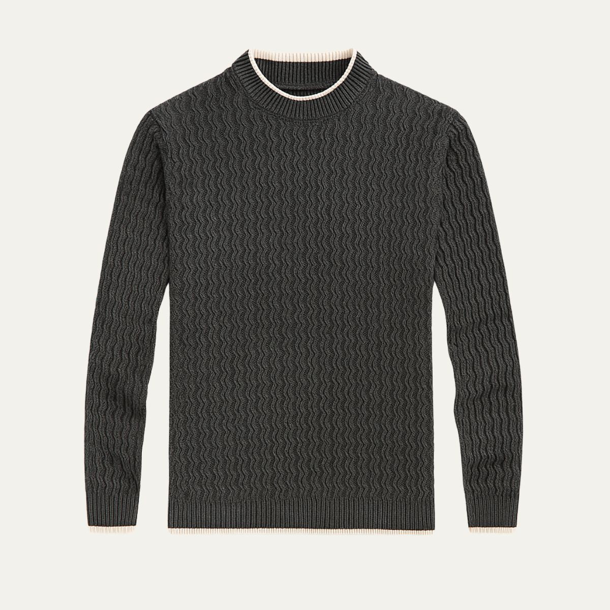 Men’s Wool Blend Textured Knit Crew Neck Jumper Winter Sweater