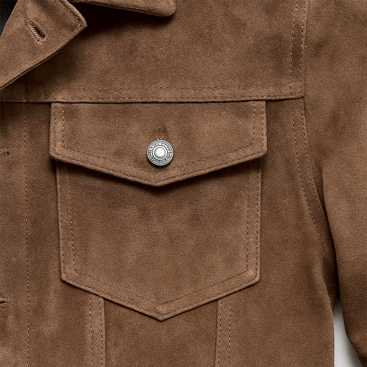 Men’s Suede Look Jacket Button Up Casual Lightweight Coat