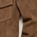 Men’s Suede Look Jacket Button Up Casual Lightweight Coat