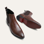 Men’s Black Leather Chelsea Boots Premium Red Sole Accent Design
