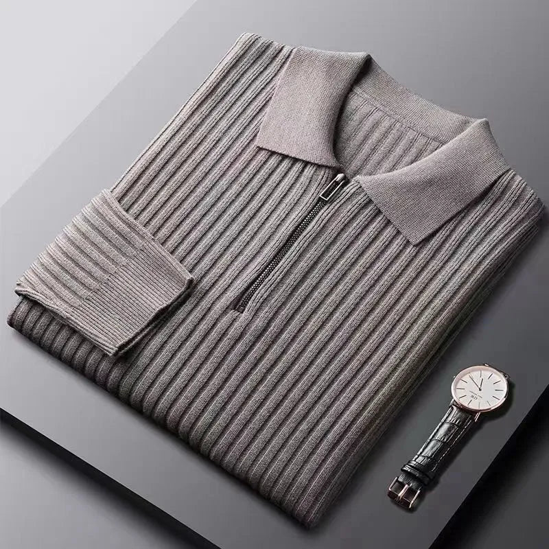 Thomas | Men's Zip Neckline Ribbed Sweater