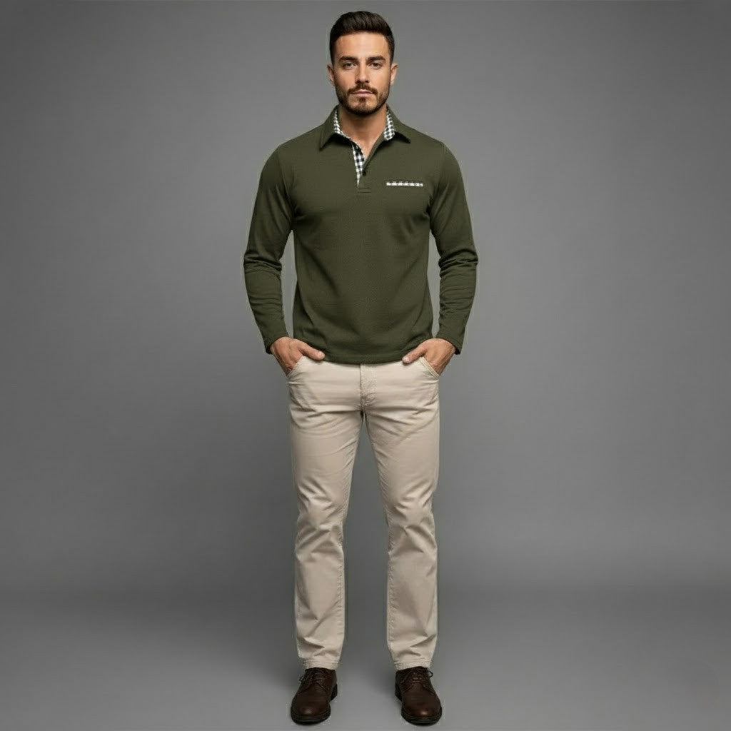 Ethan | Men's Long Sleeve Winter Polo Shirt
