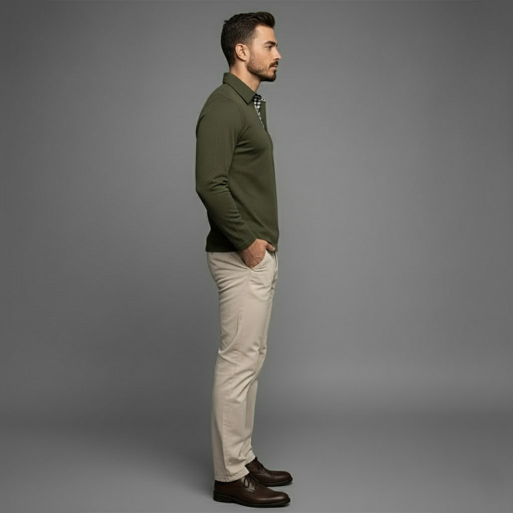 Ethan | Men's Long Sleeve Winter Polo Shirt