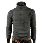 Men’s Winter Turtleneck Jumper Merino Wool Cable Knit Sweater