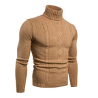 Men’s Winter Turtleneck Jumper Merino Wool Cable Knit Sweater