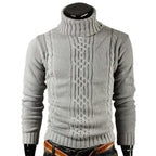 Men’s Winter Turtleneck Jumper Merino Wool Cable Knit Sweater