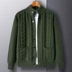 Men’s Cable Knit Cardigan Merino Wool Shawl Collar