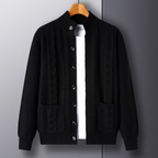 Men’s Cable Knit Cardigan Merino Wool Shawl Collar