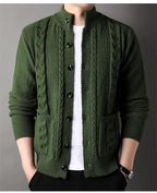 Men’s Cable Knit Cardigan Merino Wool Shawl Collar