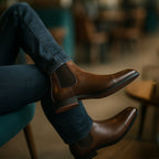 Men’s Black Leather Chelsea Boots Premium Red Sole Accent Design