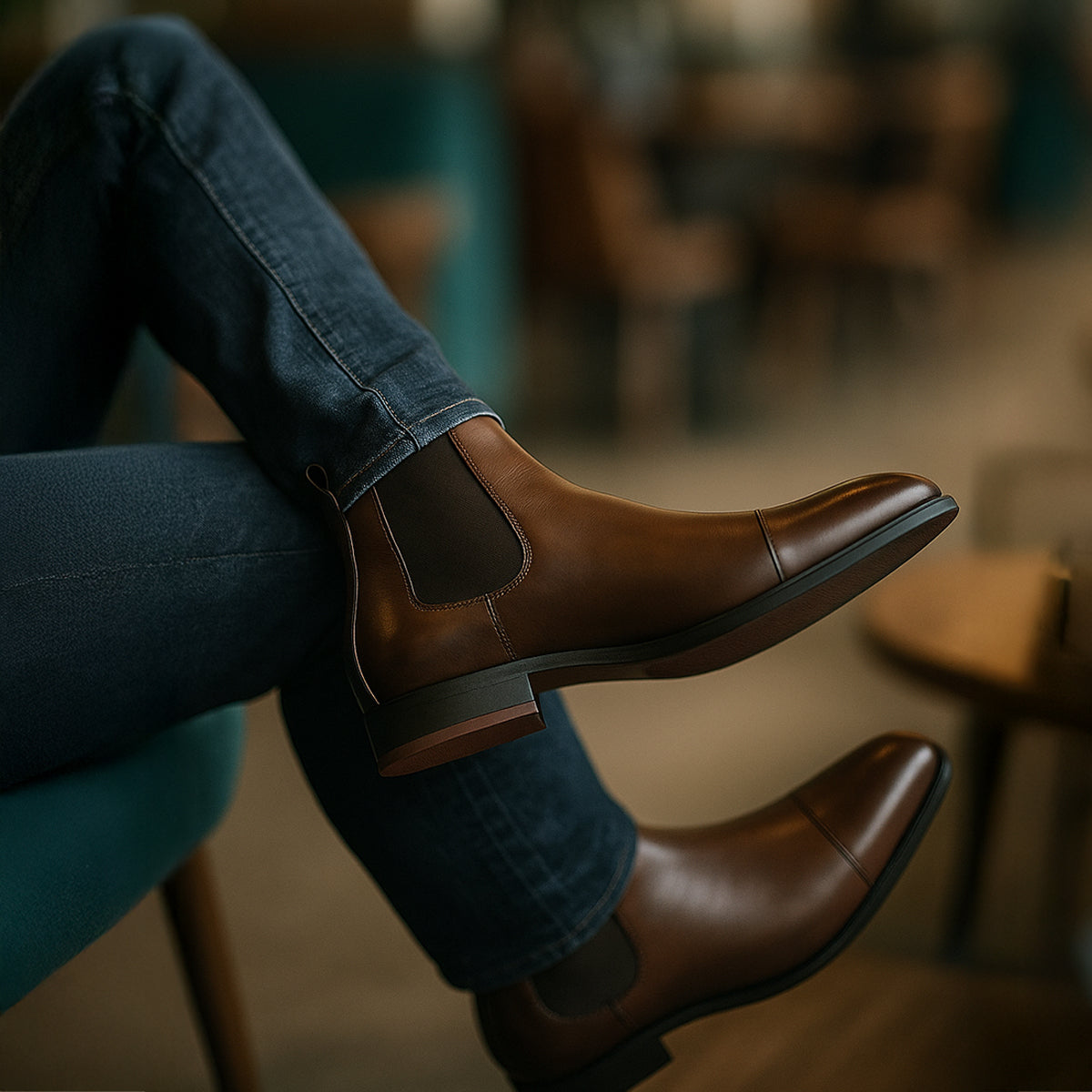 Men’s Black Leather Chelsea Boots Premium Red Sole Accent Design