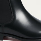 Men’s Black Leather Chelsea Boots Premium Red Sole Accent Design