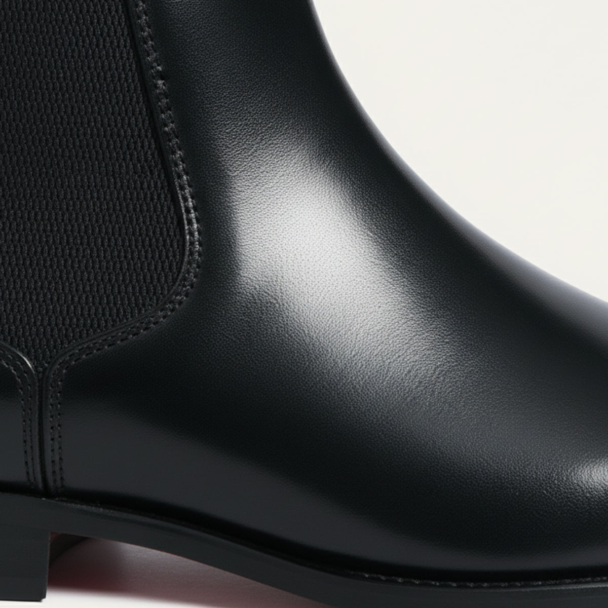 Men’s Black Leather Chelsea Boots Premium Red Sole Accent Design