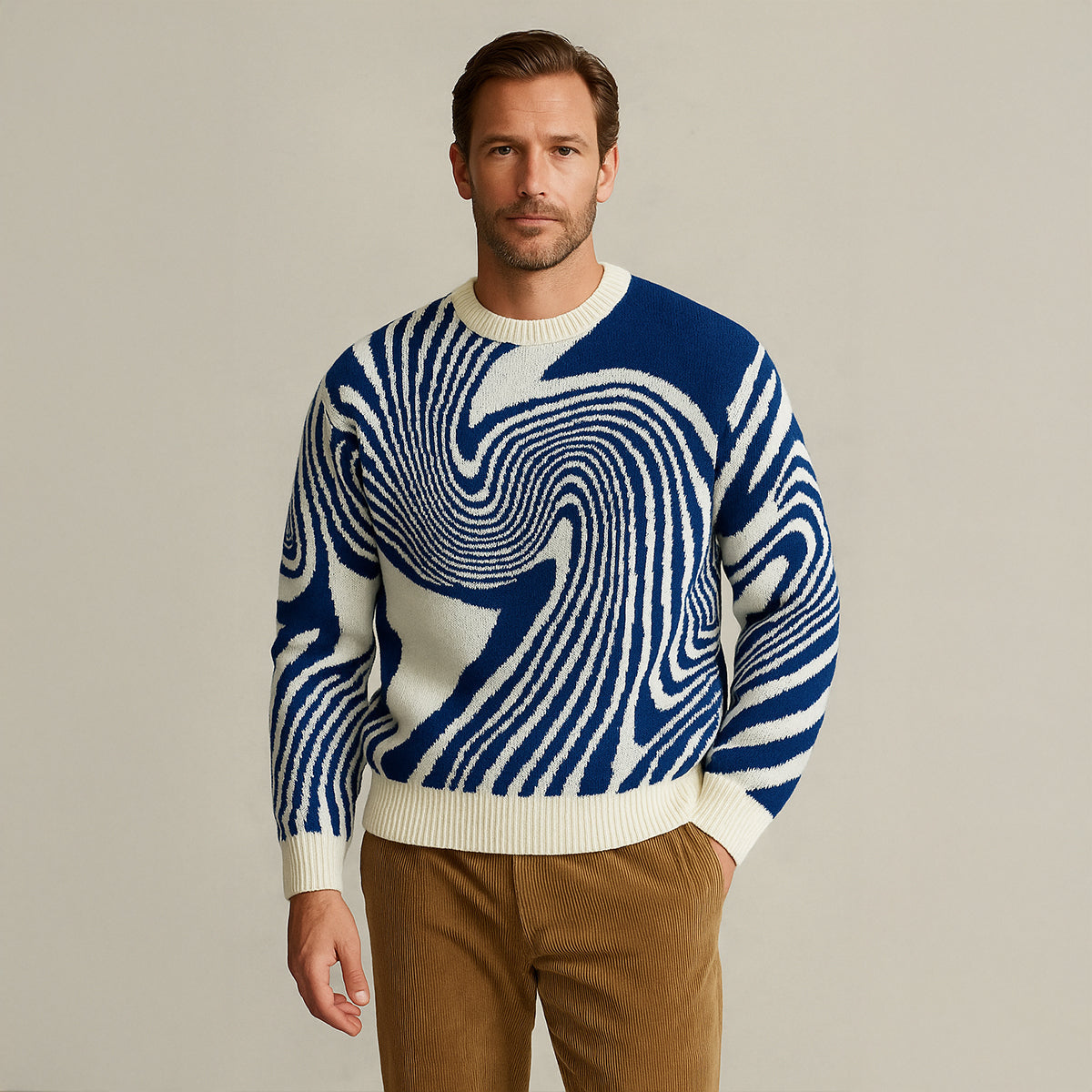 Men’s Merino Wool Jumper Premium Jacquard Knit Winter Sweater