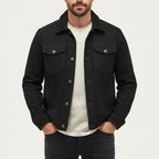 Men’s Suede Look Jacket Button Up Casual Lightweight Coat