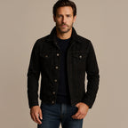 Men’s Suede Look Jacket Button Up Casual Lightweight Coat
